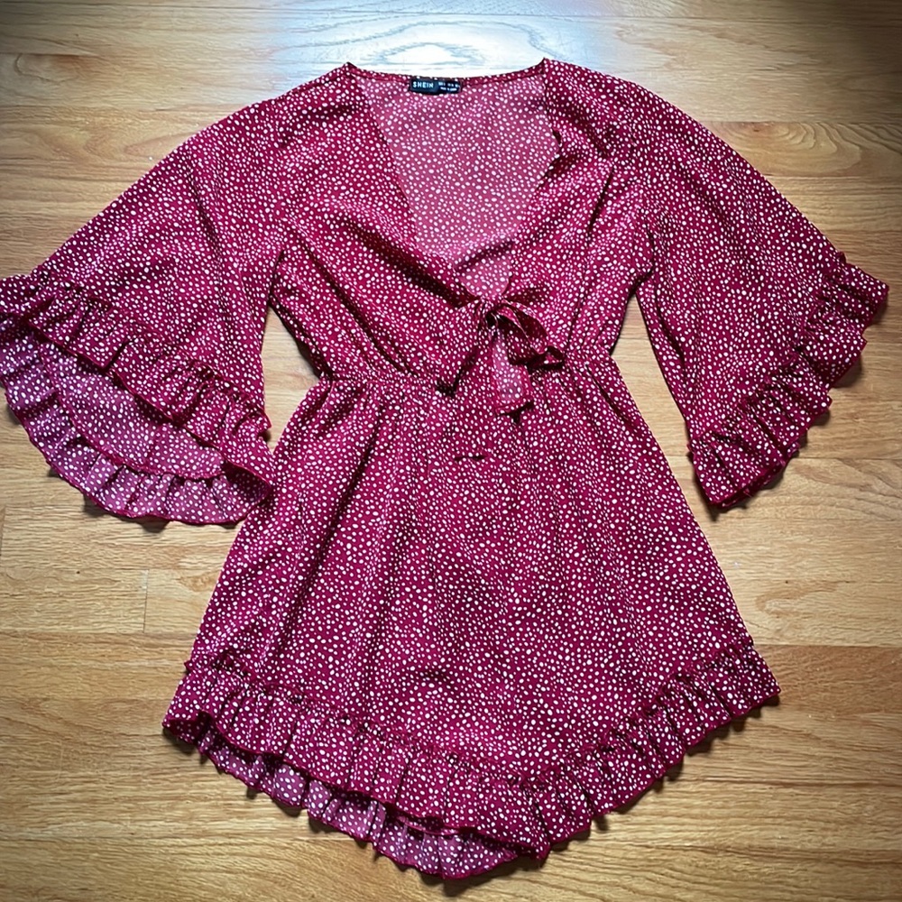 Red polka dot romper
